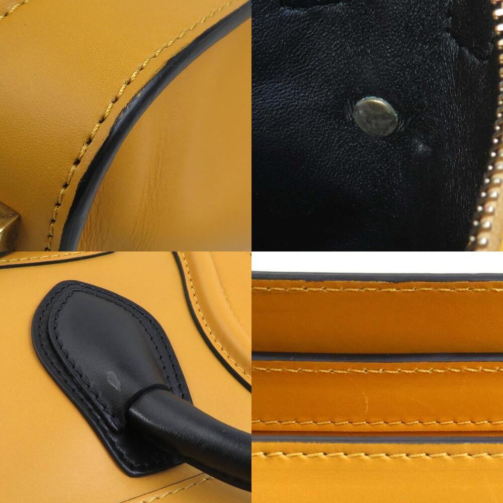 Celine Luggage Shopper Handbag Mustard Yellow Black Gold Leather - Picture 3 of 4